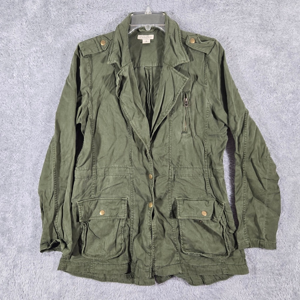 Lucky Brand Women Olive Green Tencel Utility Jacket Military 7WD3053 Size M